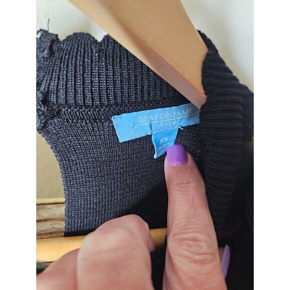 NWT Draper James Black Dress w/ Ruffle Bib neckline & polka dot lace size XS - Picture 5 of 9